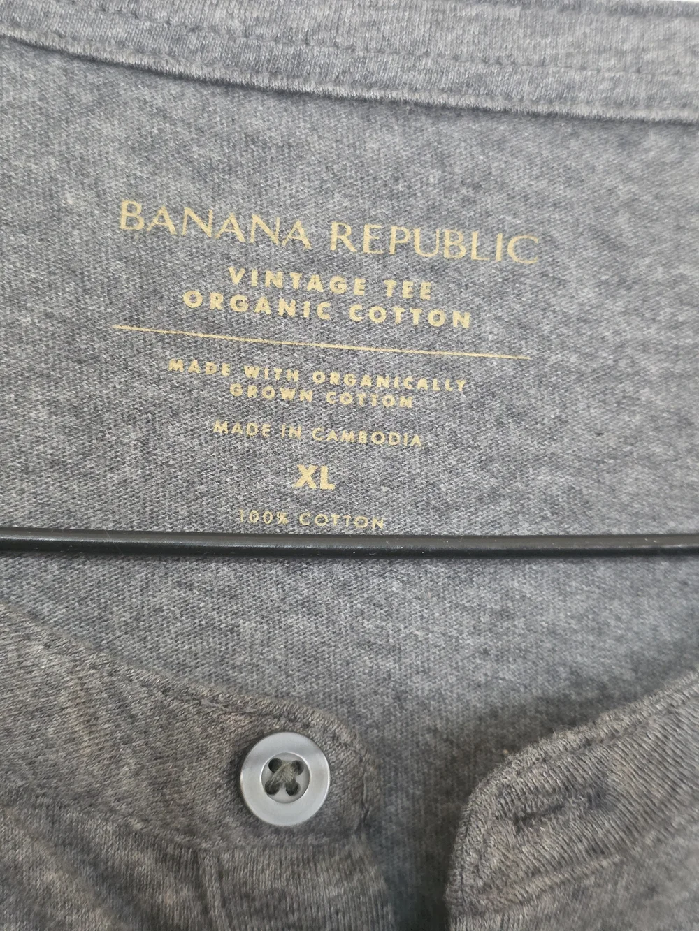 Banana Republic Charcoal Gray Short-Sleeve Henley - Picture 3 of 9